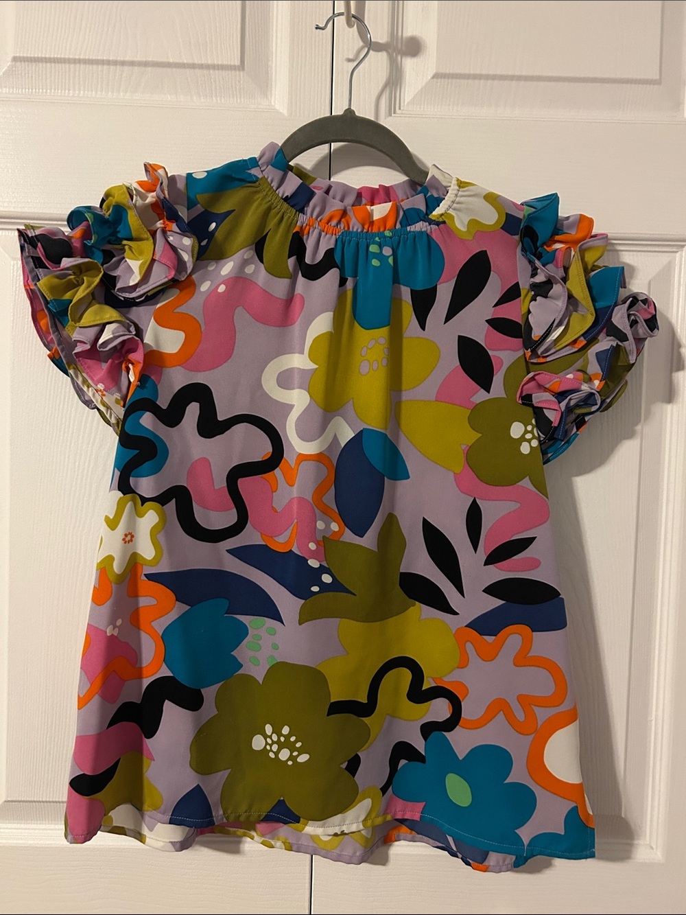 ODDY Multicolor Floral Ruffle Sleeve Blouse Woman’s S
